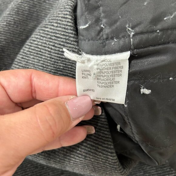 Calvin Klein Overcoat Mens Large‎ Gray Wool Blend Inner Zip Mock Collar Knit Bib - Picture 10 of 11